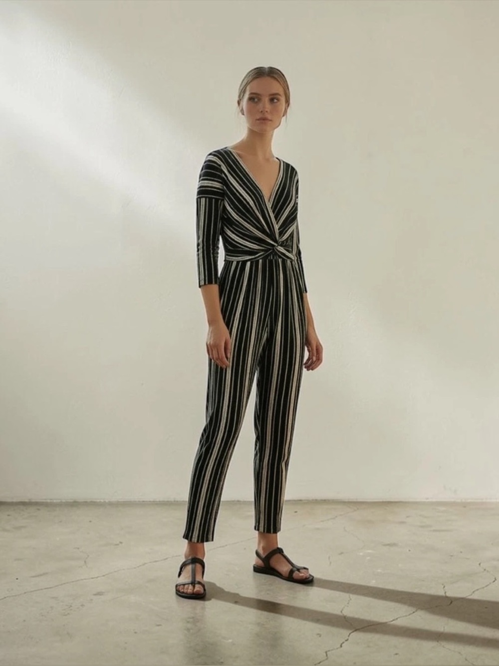NWOT Express Striped Twist-Front Jumpsuit XS